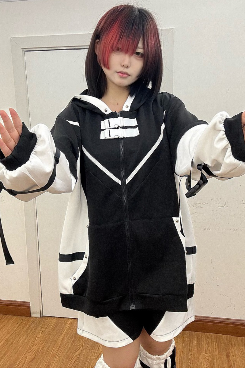 [angel Style] Subculture Aqua Hoodie Top + Shorts + Leg Covers