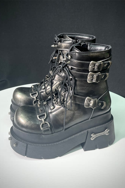 Leather Punk Platform Boots