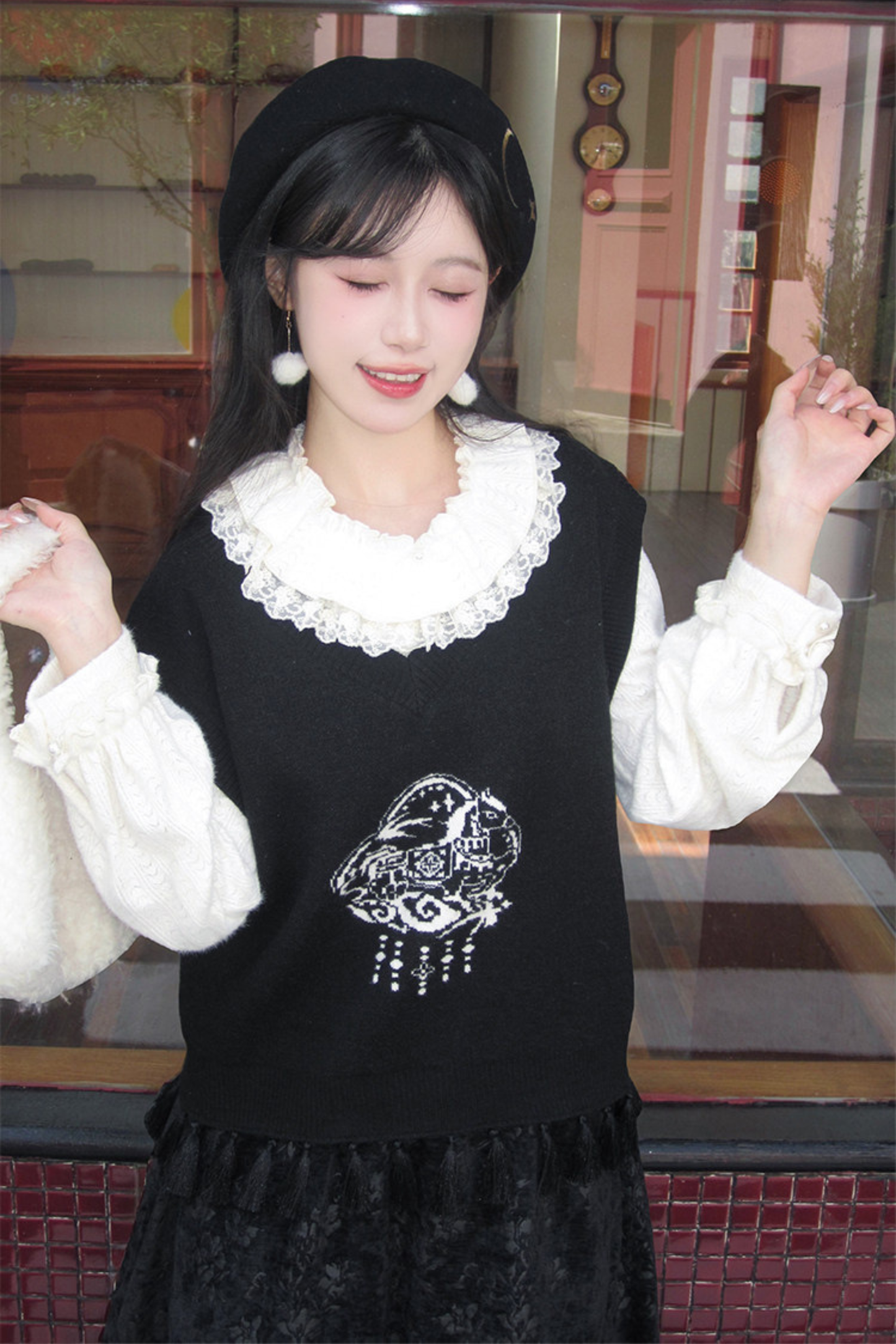 Ink Feather Jacquard Vest + Skirt