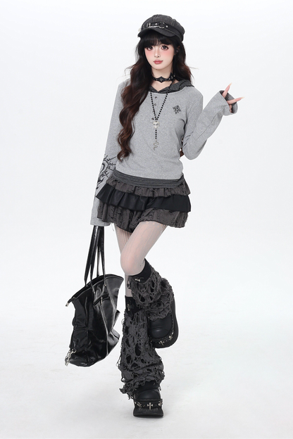 Gothic Arm Design Hoodie Top