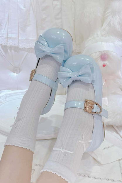 Glossy Color Ribbon Shoes