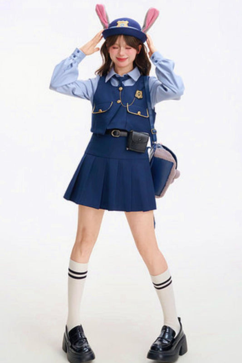 Bunny Police Shirt + Skirt + Vest