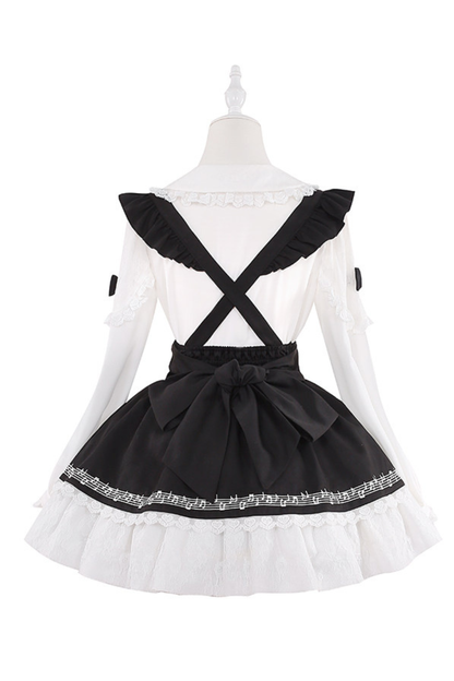 Lace Shirt + Tiered Bib Skirt