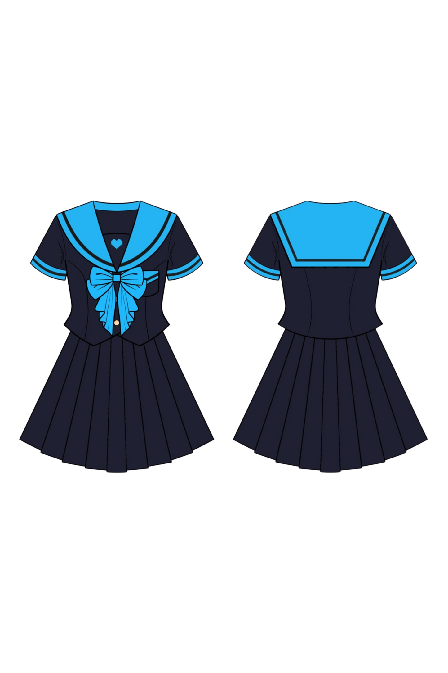 Animation Heroine Sailor Top + Pleated Skirt + Leg Covers