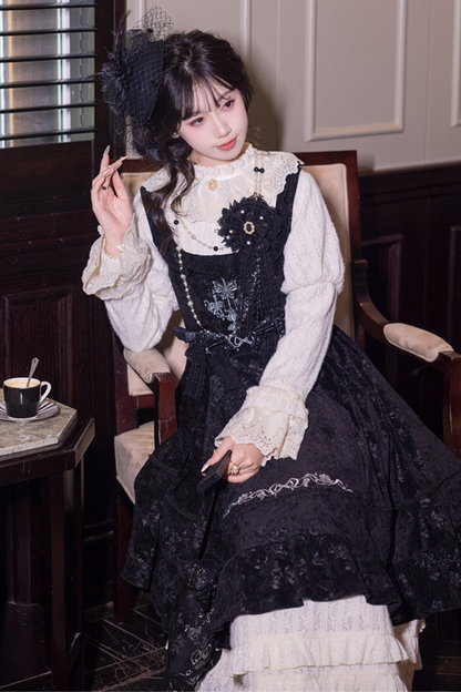 Candlelight Antique Lace Dress + Vest Dress + Bag + Brooch