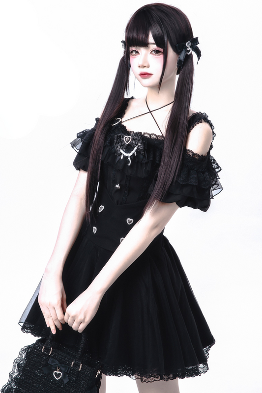 [pre-order] Jirai Off Shoulder Top + Flare Skirt + Ribbon