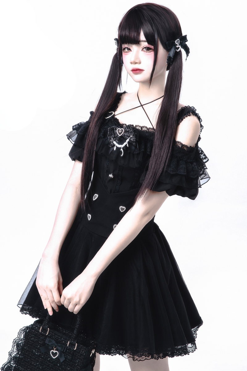 [pre-order] Jirai Off Shoulder Top + Flare Skirt + Ribbon