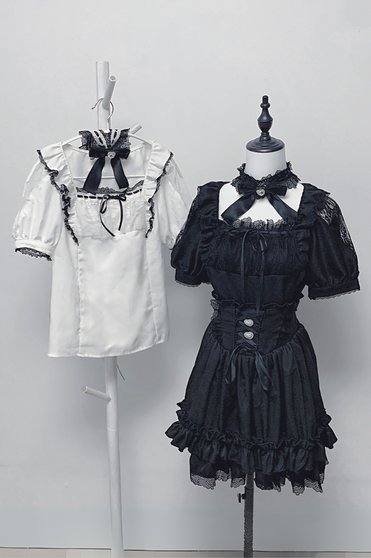 [pre-order] Lace Ribbon Shirt + Skirt