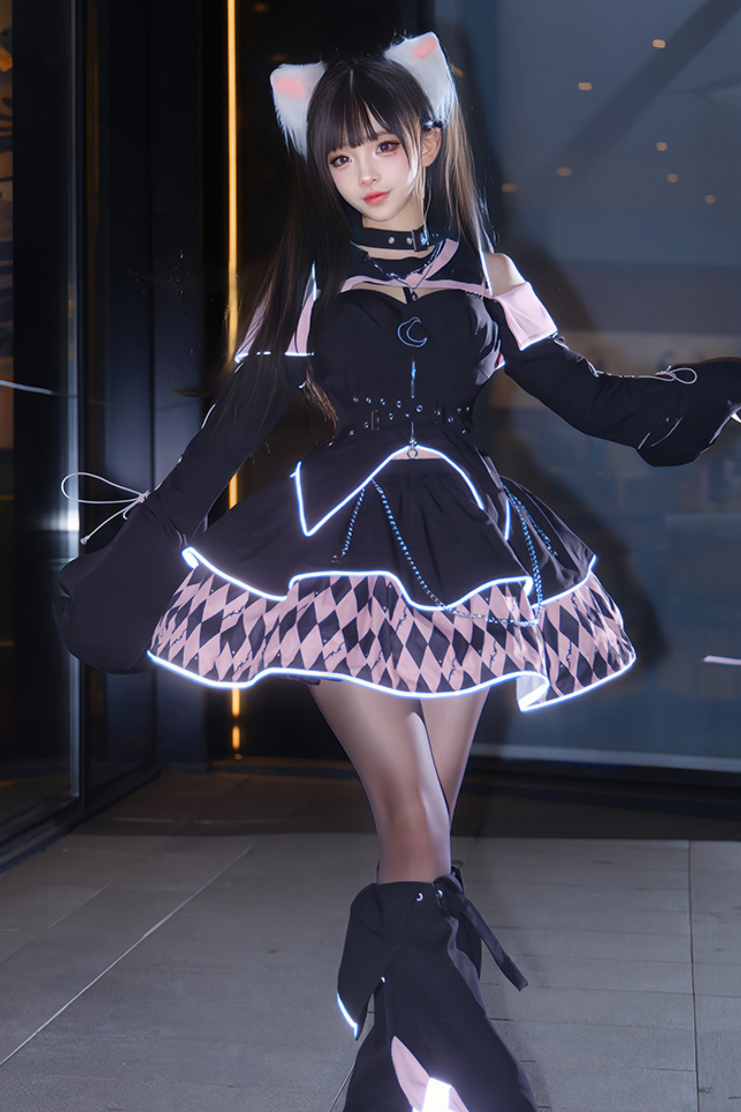 Magical Girl Combat Virtual Top + Flare Skirt + Leg Warmers