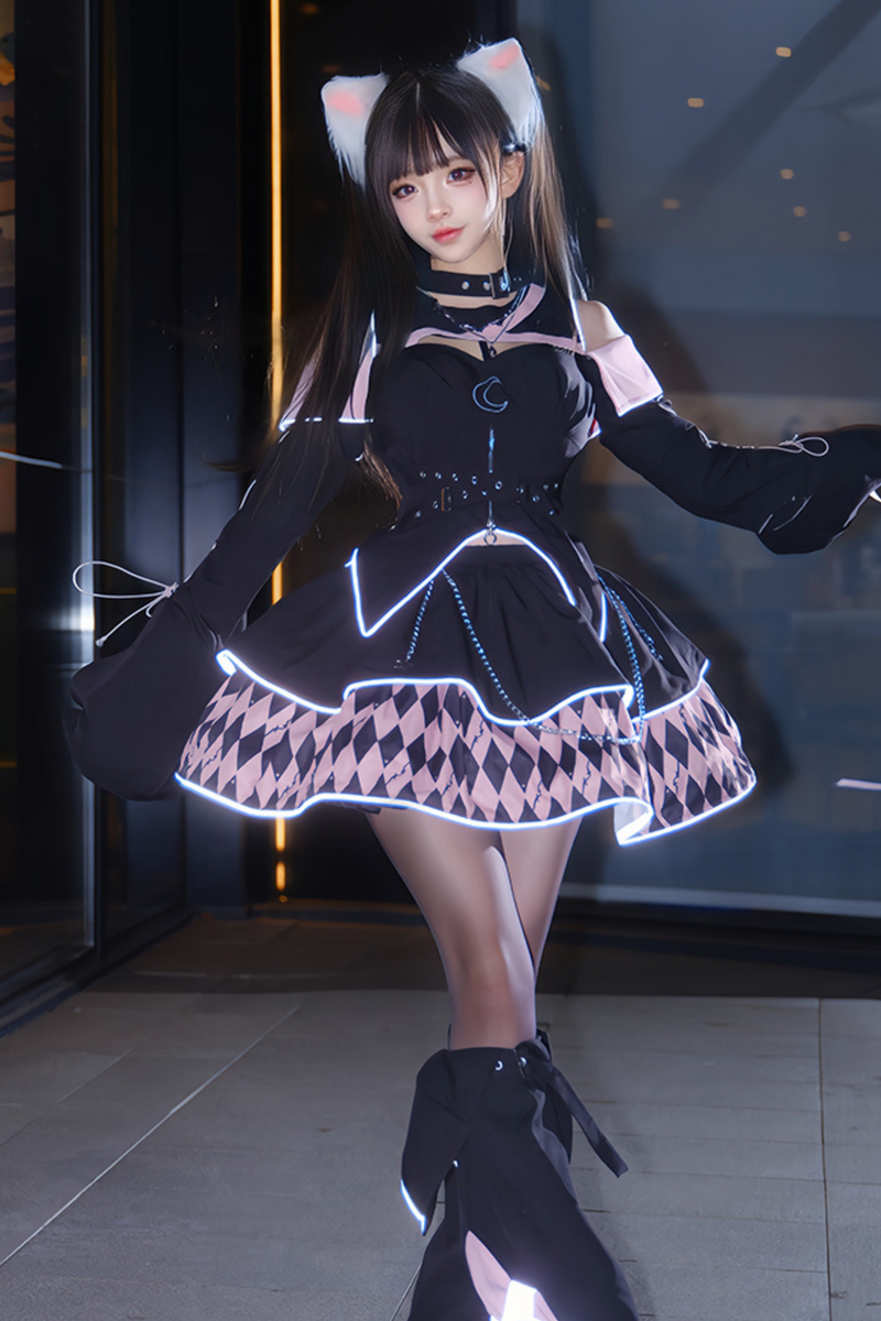 Magical Girl Combat Virtual Top + Flare Skirt + Leg Warmers