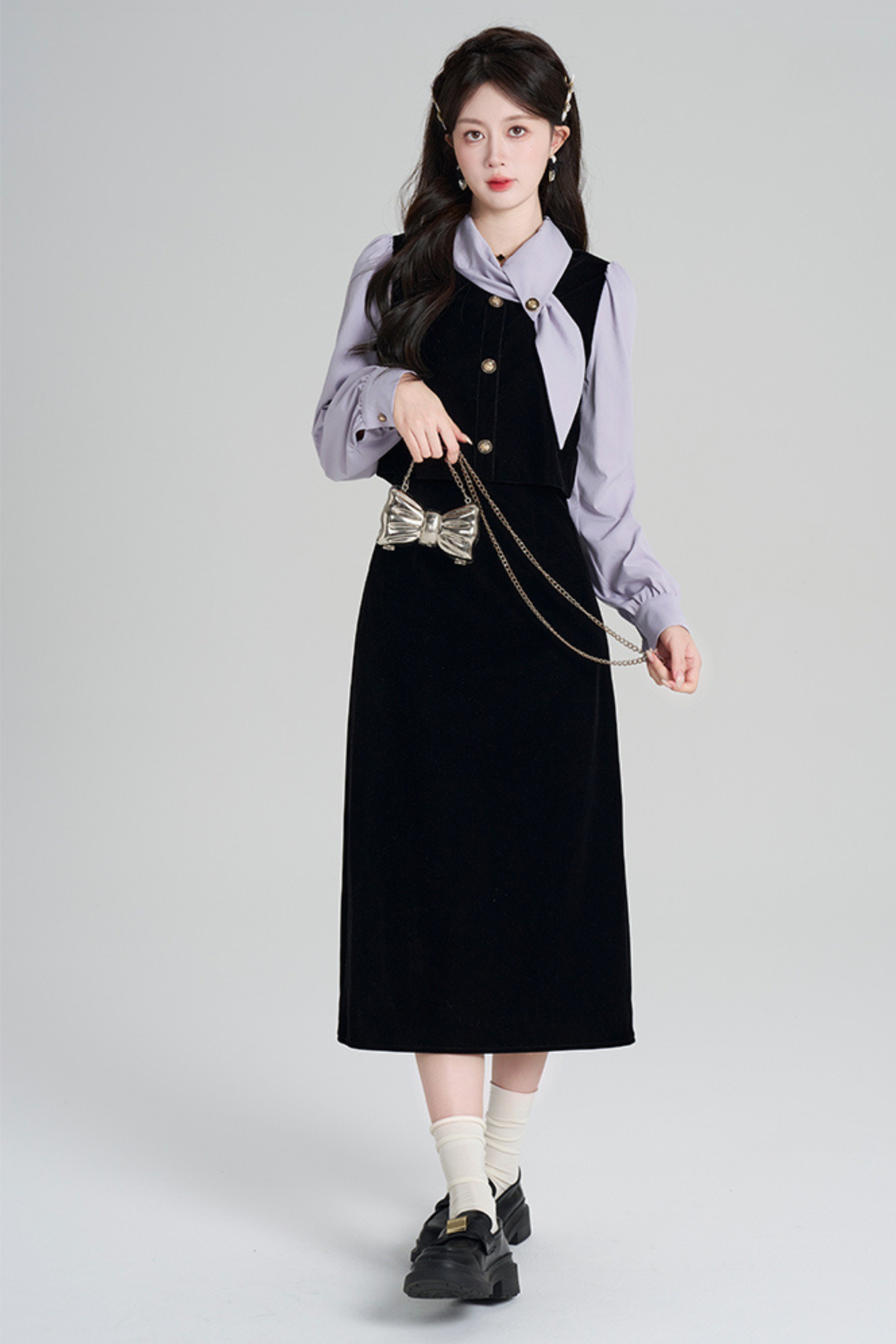 French Contrast Retro Dress