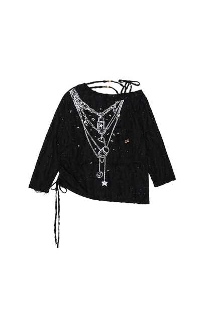 Gothic Land Necklace One Shoulder Top