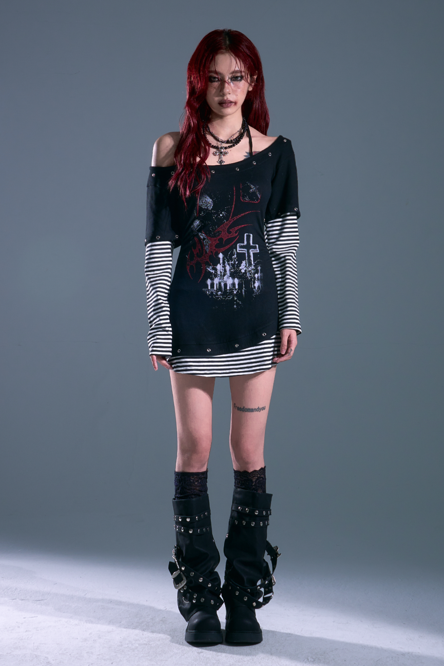 Border Punk Patchwork Dress