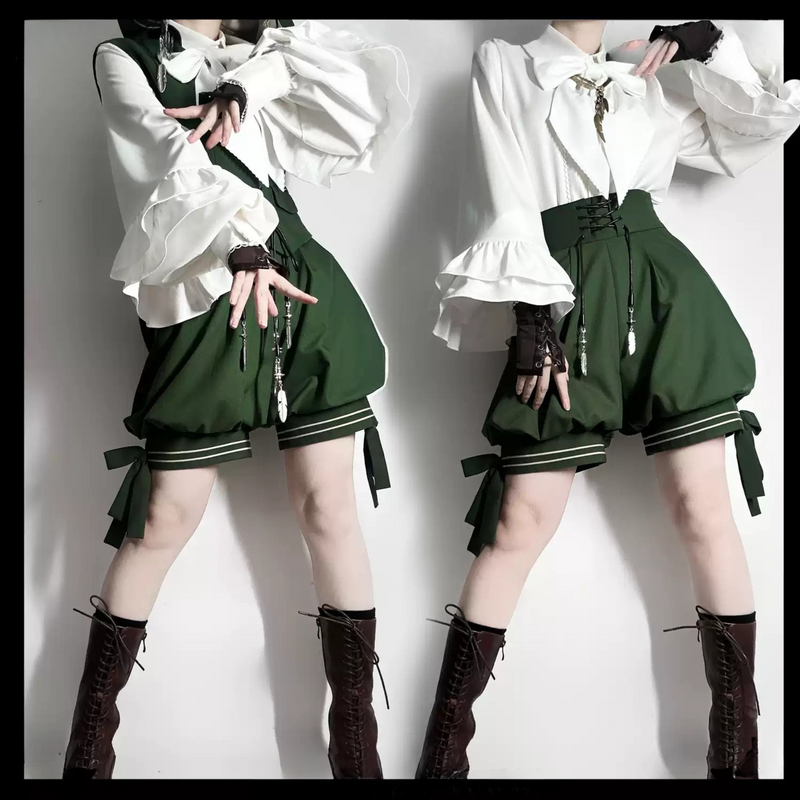 Bunny Ears Hoodie Vest + Shorts + Cape Feather Green Prince Cordage