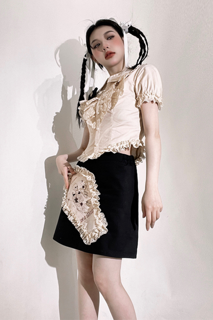 Ruffle Lace Shirt + Tiered Skirt