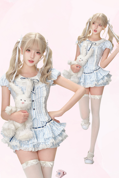 Coconut College Stripe Top & Tiered Skirt