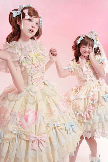 [pre-order] Slice Cake Lolita Dress + Jumper Skirt + Headband + Clip + Hat