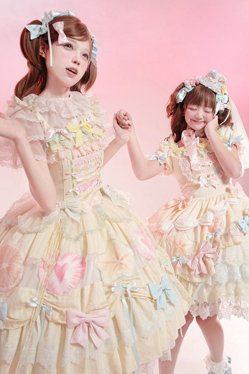 [pre-order] Slice Cake Lolita Dress + Jumper Skirt + Headband + Clip + Hat