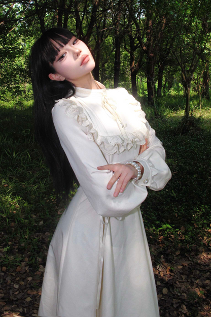 French Retro Lace Long Dress