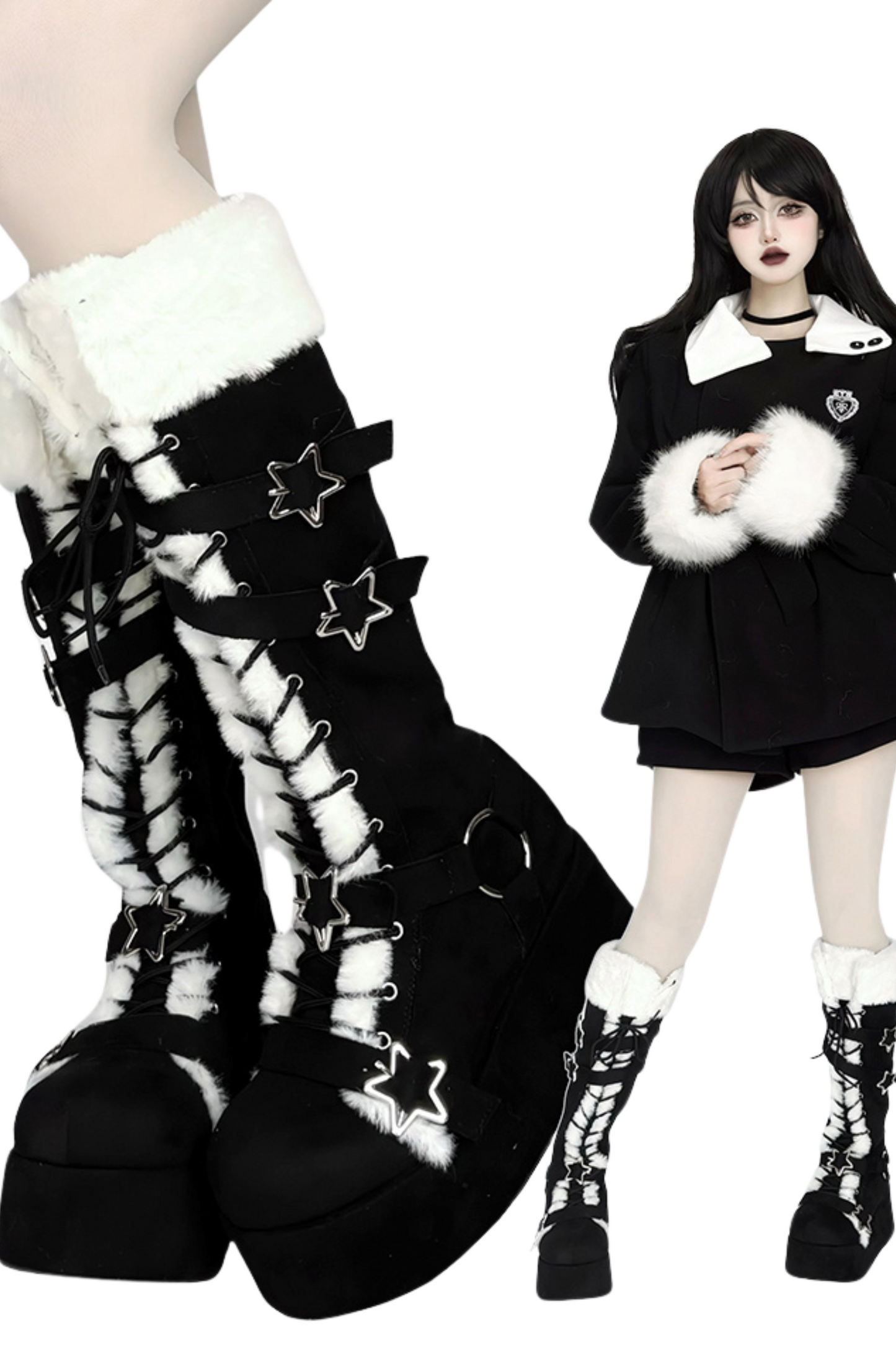 Subculture Fur Star Long Boots