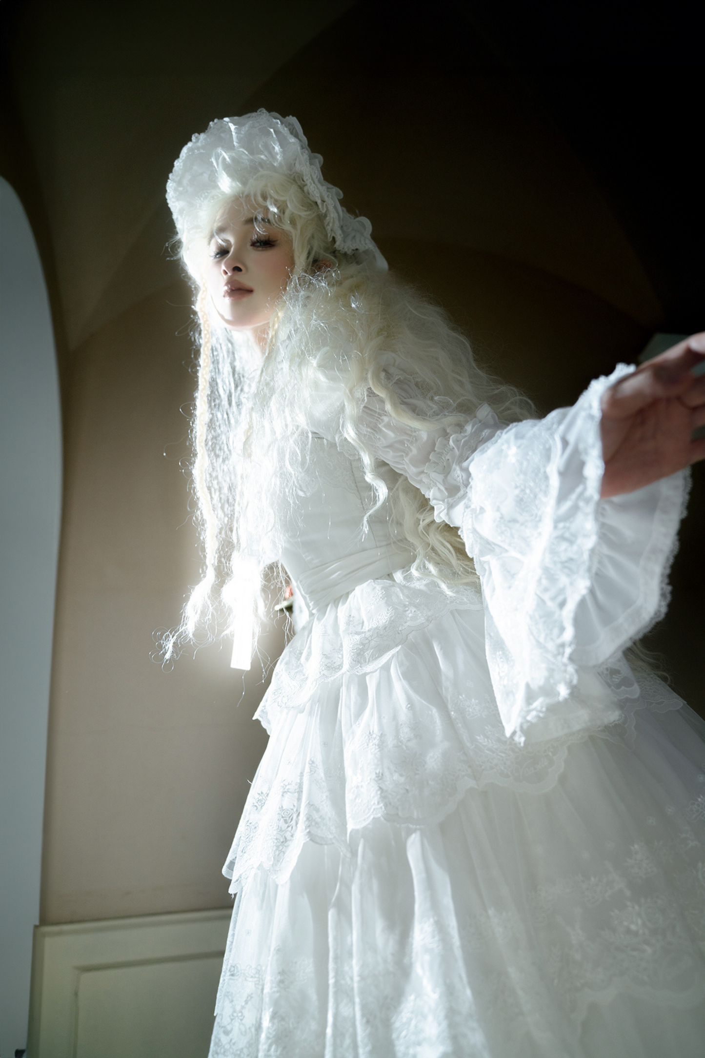 Flower Banquet Princess Sleeve Shirt + Ruffle Lolita Dress