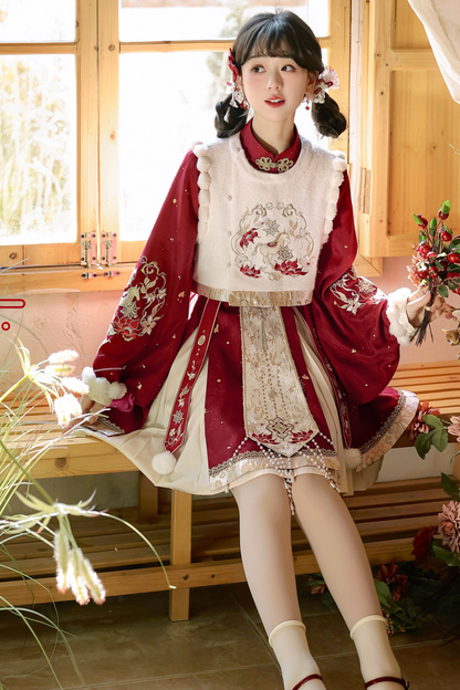 Chinese Lolita Red Dress Set