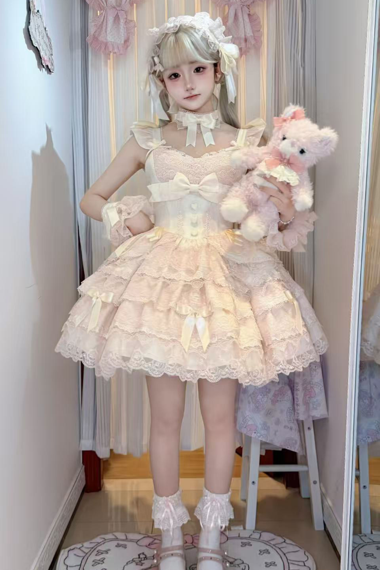 [pre-order] Princess Ballet Tiered Lolita Dress + Headband + Necklace + Sleeves + Tail