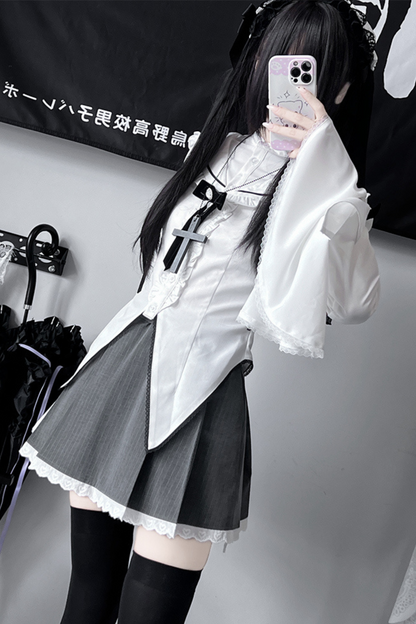 Gothic Style Sailor Shirt + Lace Skirt