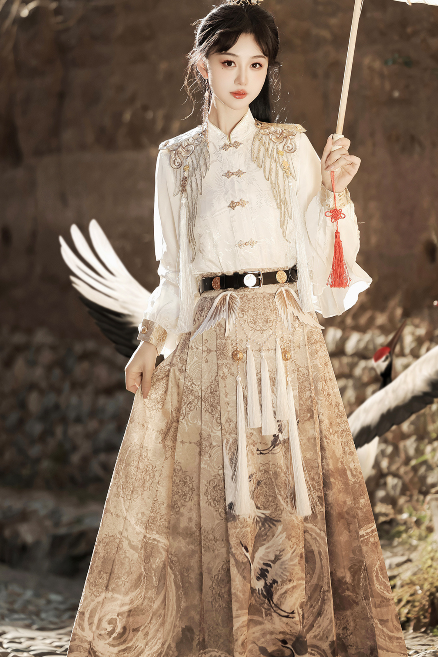 Retro China Blouse + Long Skirt