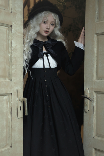 Silent Black Lady Lolita Princess Jumperskirt + Cropped Top