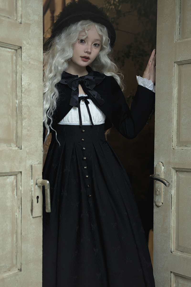 Silent Black Lady Lolita Princess Jumperskirt + Cropped Top