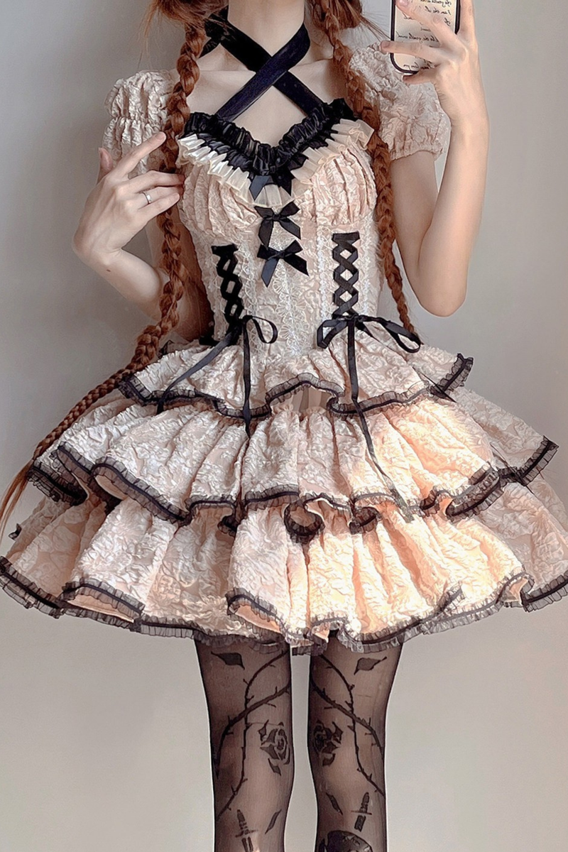 Sweet Dark Lace Up Lolita Dress