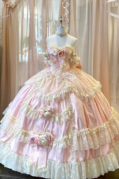 Love and Flower Sweet Dress + Ribbon Hair Accessory + Flower Hair Accessory