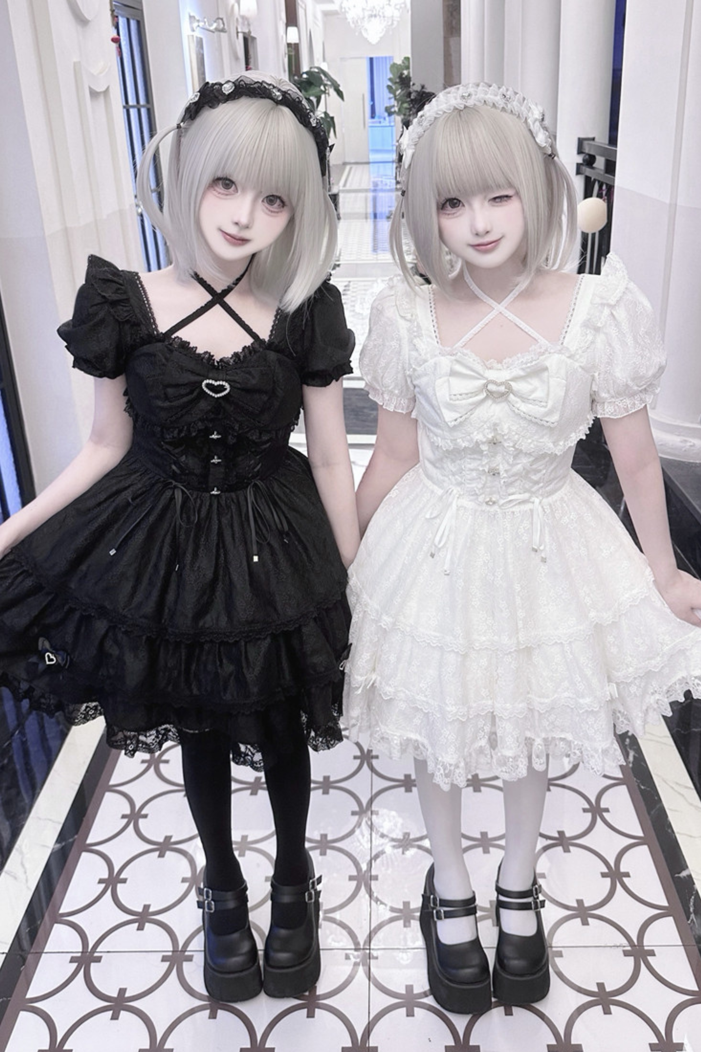 Sweet Girly Lace Ribbon Dress + Clip
