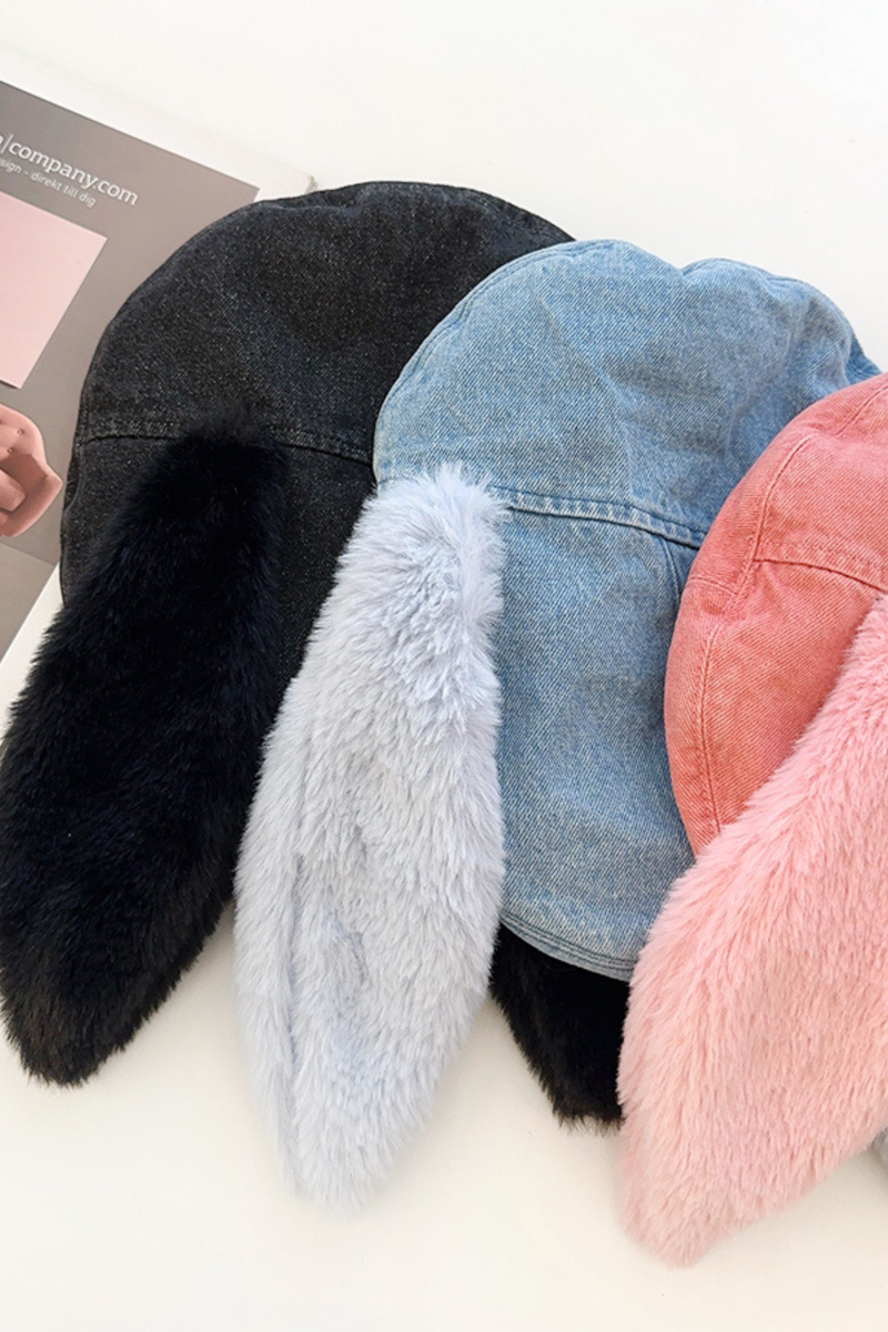 Fur Bunny Ear Hat + Lamb Hat