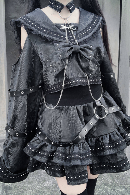 Dark Lace Outfit Top + Skirt