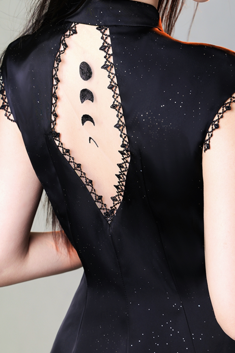 Dark Satin Moon Chinese-style Bodycon Dress