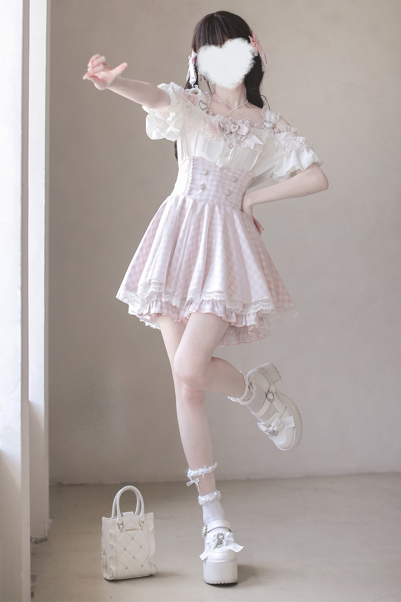 [pre-order] Mass Production Off-shoulder Top + High Waist Skirt