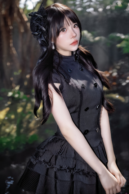 Gothic Lace Waist Cinched Dress