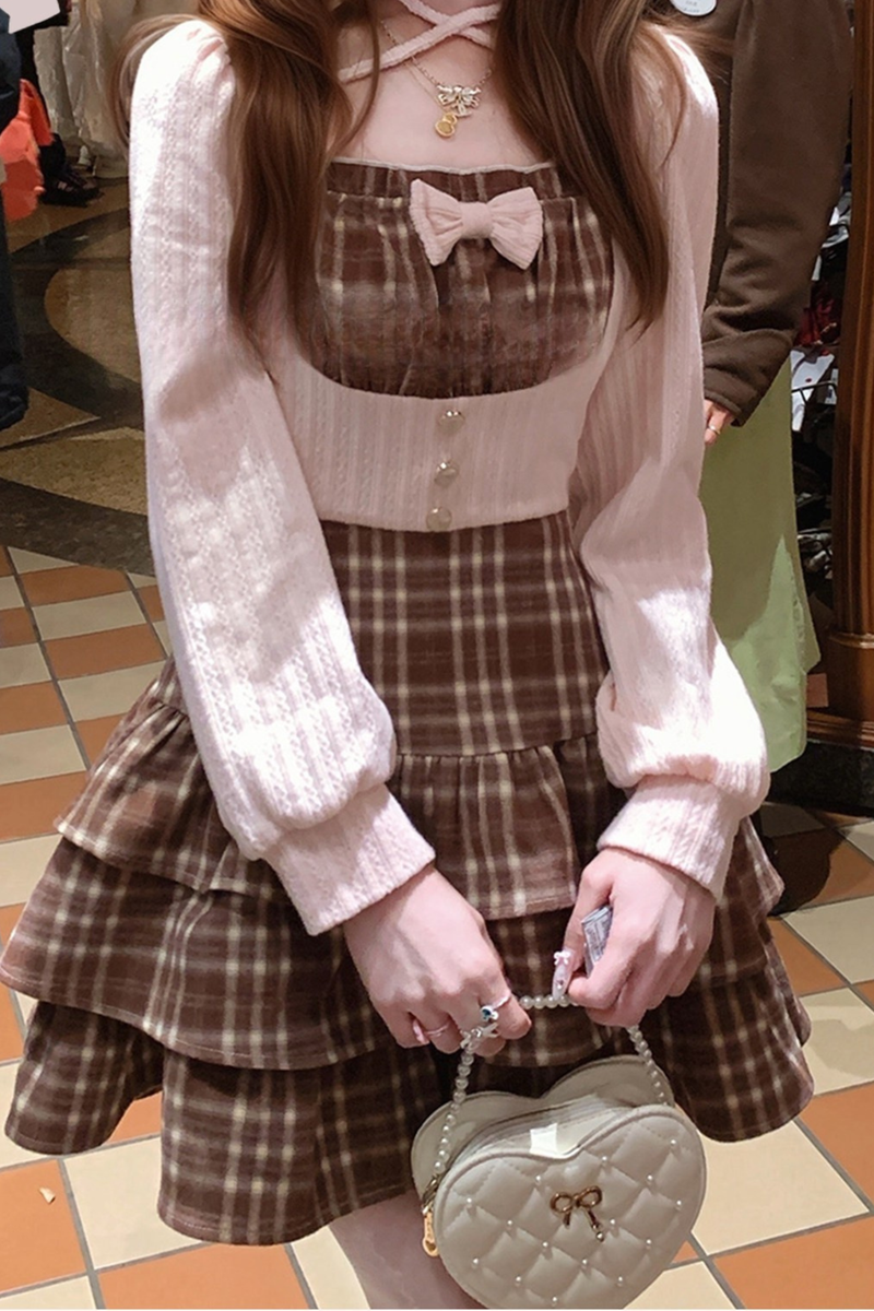 Strawberry Ribbon Plaid Dress