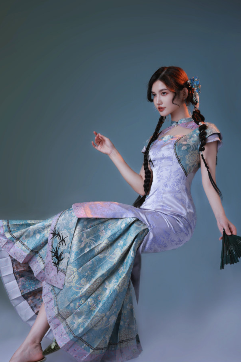 Jacquard Retro Fitted Pleated Dress