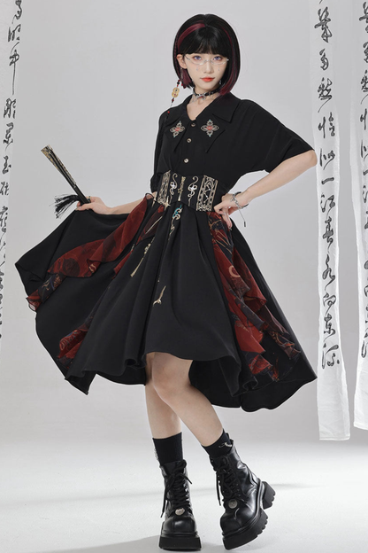 Chinese-style Embroidery Dress + Belt + Girdle