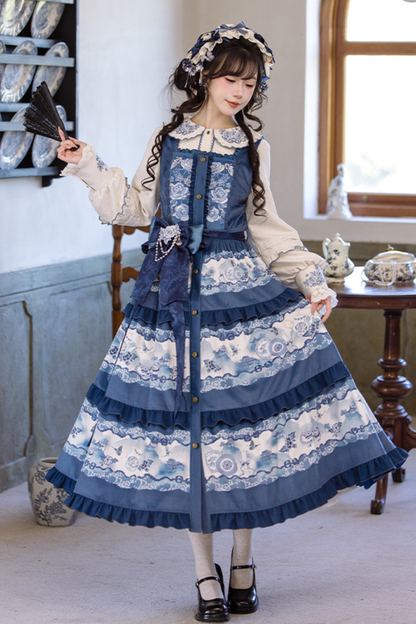 Snow Covered Celadon Vest Dress + Cloak + Shirt