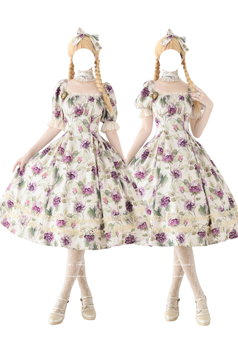 Forest Grape Flower Retro Lolita Dress