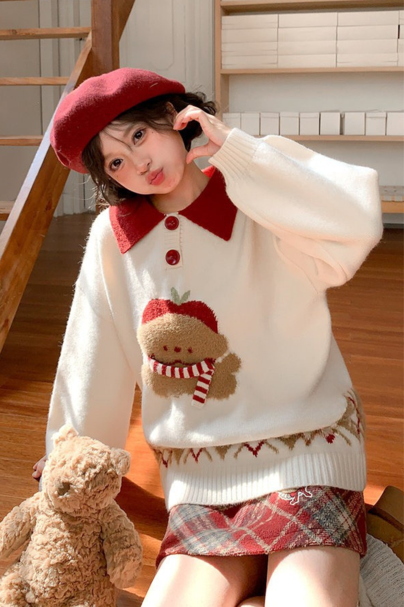 Animal Knit Polo Sweater + Cardigan