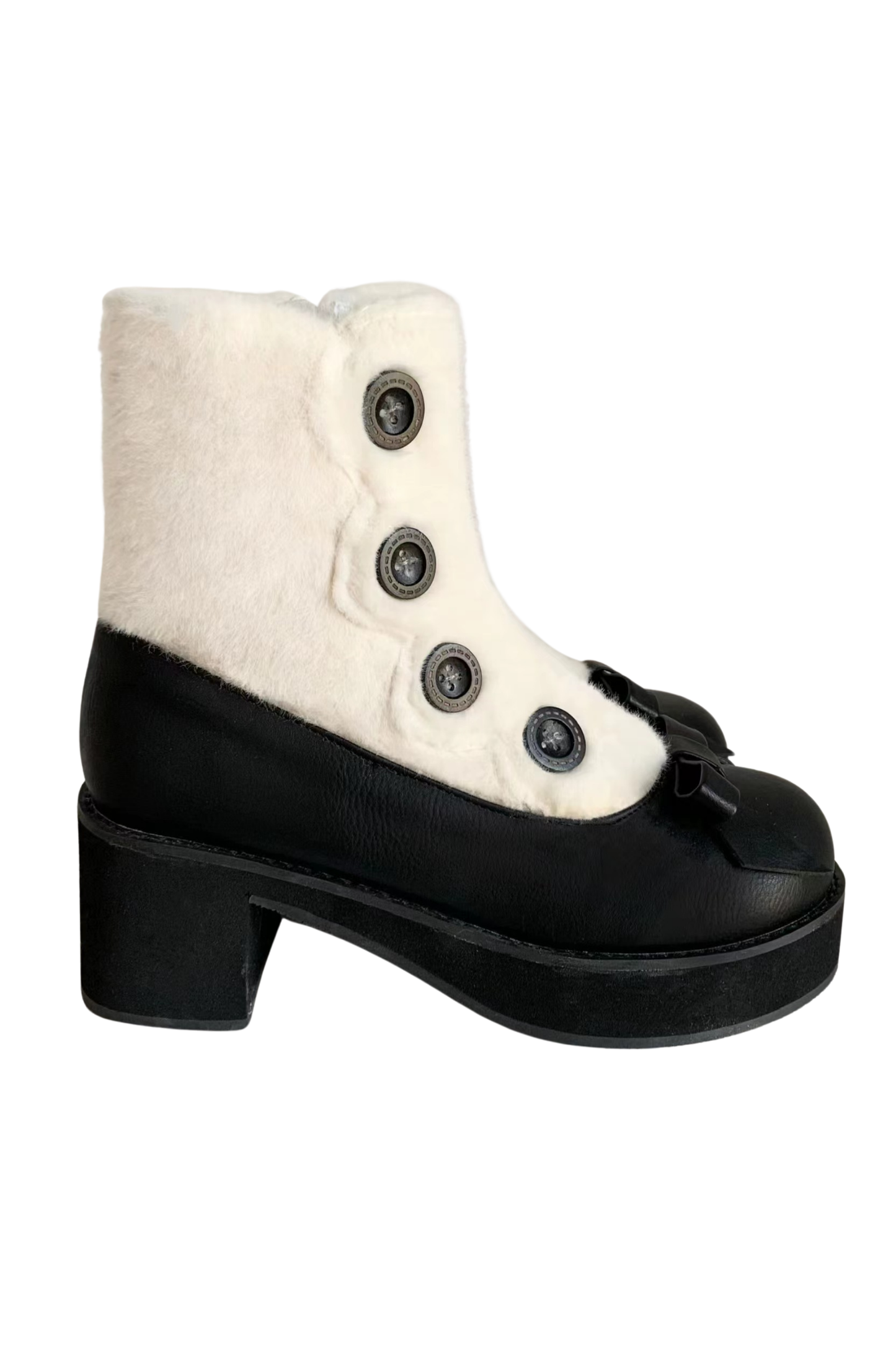[pre-order] Retro Button Fur Socks Cover Fake Design Boots