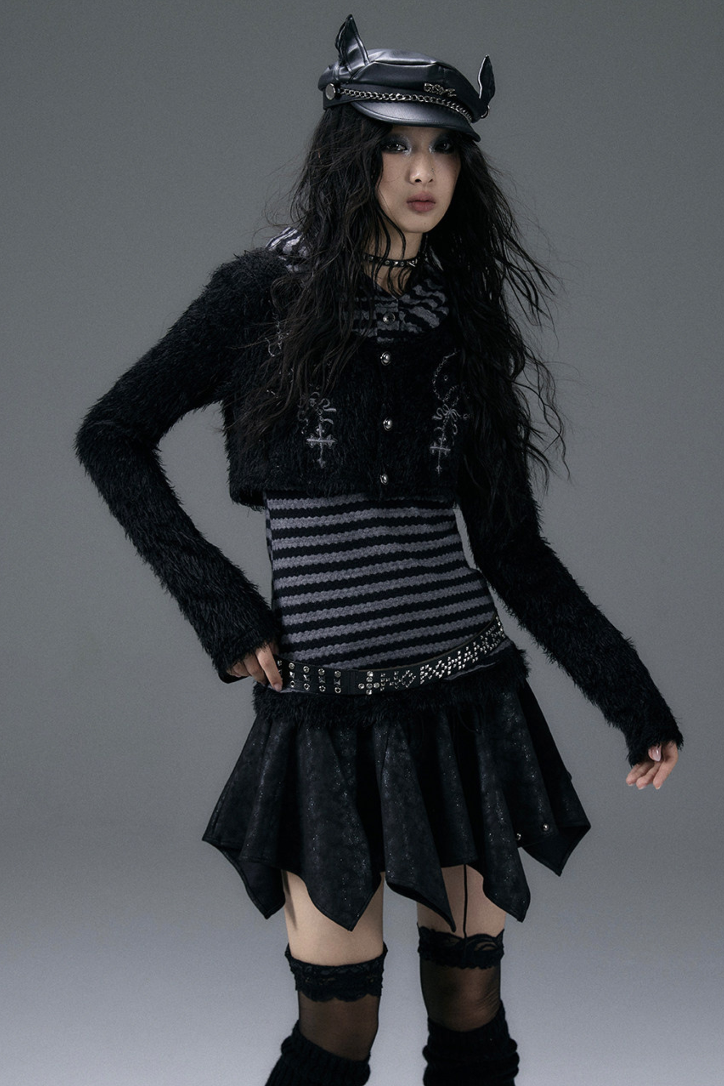 Striped Animal Hooded Top