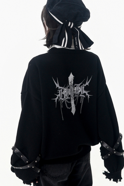 Cross Trim Cardigan + Shirt + Tie + Pants