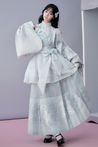 Water Mist Pure Chinese-style Jacket + Skirt + Overskirt