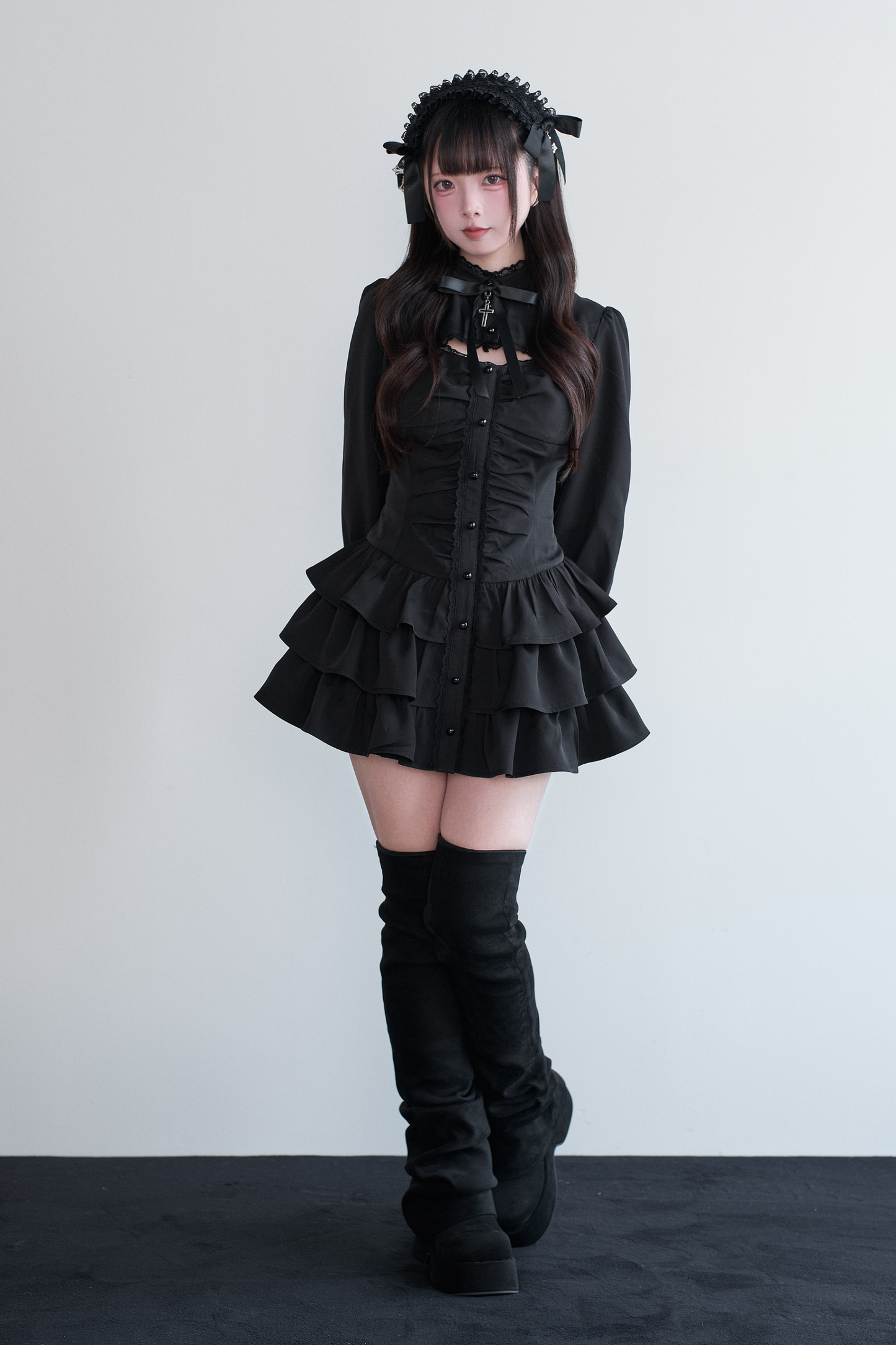 Little Goth Lace Ribbon Dress + Shorts